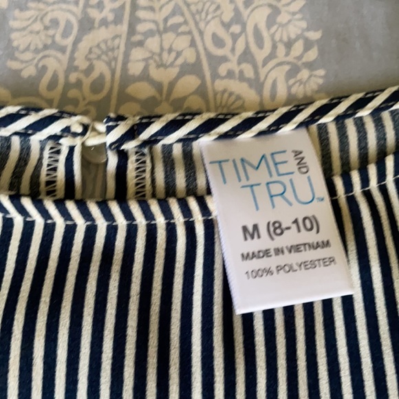 Navy blue Striped bell 3/4 length sleeves - Picture 2 of 2